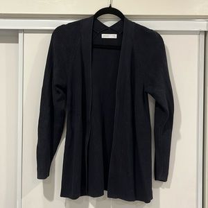Grana black cardigan XS ribbed cotton and merino wool